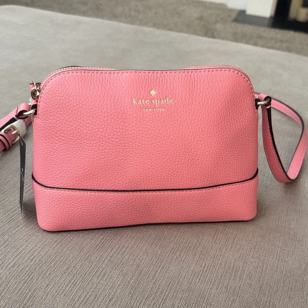 kate spade Pink Pebbled Leather Crossbody with Gold Logo